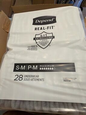 Depend Real-Fit Men’s Underwear S-M — White (28 Count)